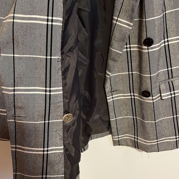 VTG Business Preppy Blazer Plaid 10 Gray Black Pads Suit Coat Jacket Power - Picture 5 of 10